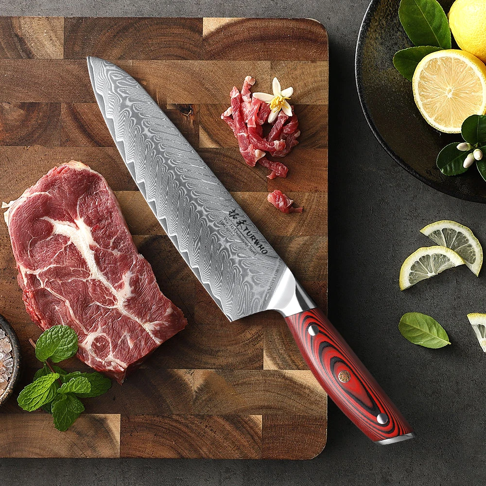 TURWHO 8-inch Professional Chef Knives Japanese 67 Layer Damascus Steel Super Sharp Meat Vegetable Kitchen Knife Cooking Tools