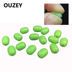 100Pcs Oval Soft Rubber Luminous Fishing Beads Glowing Sink Beads For Treble Hook Fishing Rigs Green Fishing Lure Tackle