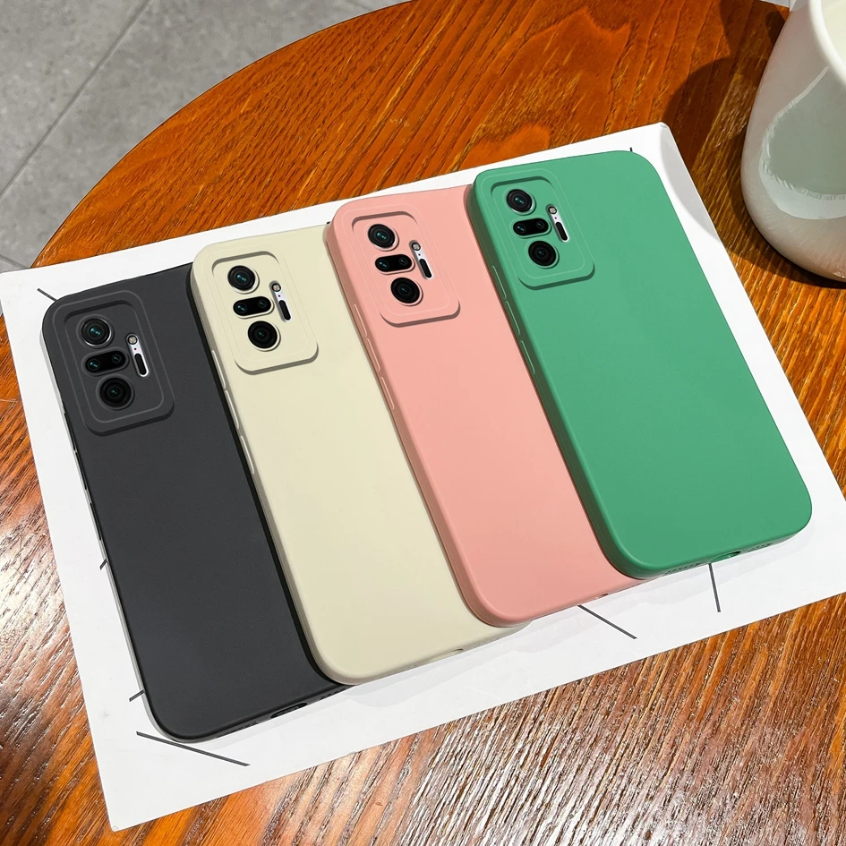 

For Xiaomi Redmi Note 10 Pro Max 10S 11S 11Pro+ Case Liquid Soft Silicone Solid Color Shockproof Cover For Redmi Note11 4G Funda