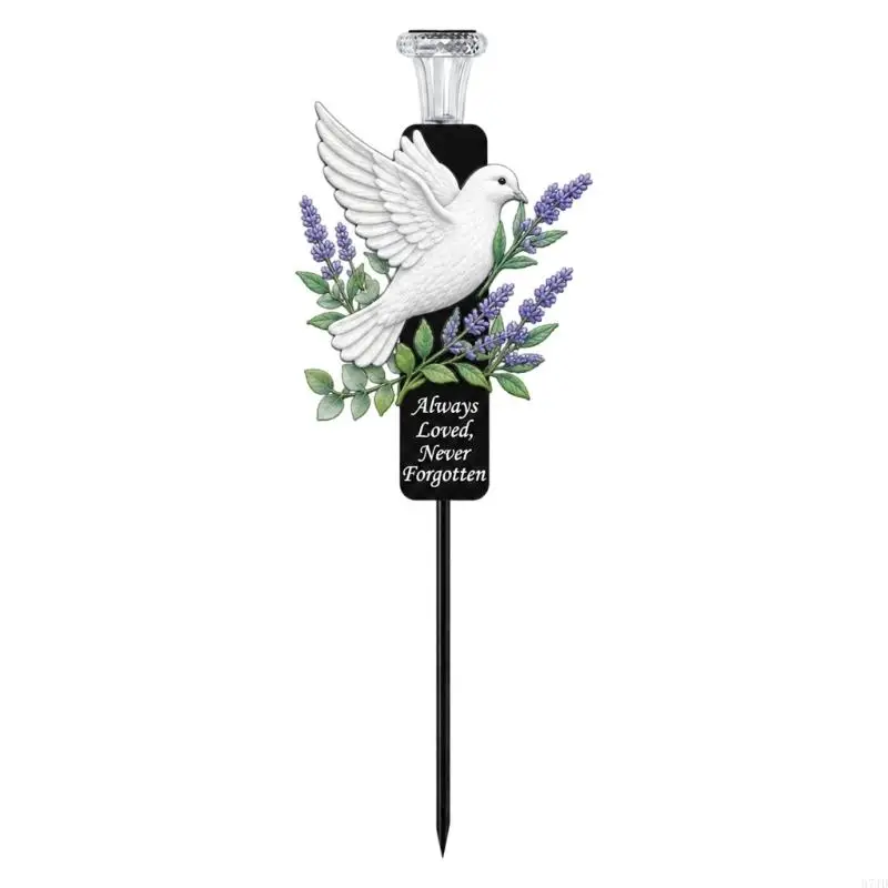 Solar Garden Stake Light Metal Outdoor Yard Accent with Message Plaque and Pointed Base for Outdoor Lawn Border Use 37JD