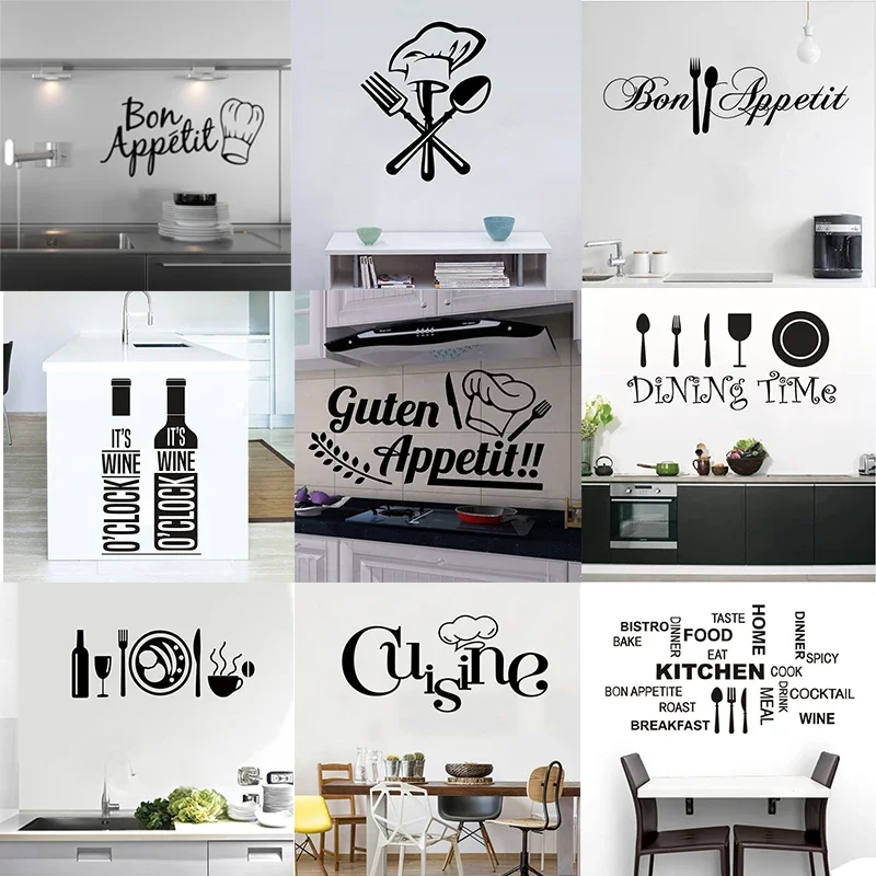 Vinyl Wall Stickers for Kitchen, English Quote, Home Decor, Art Decorative Stickers, PVC Dining Room, Bar