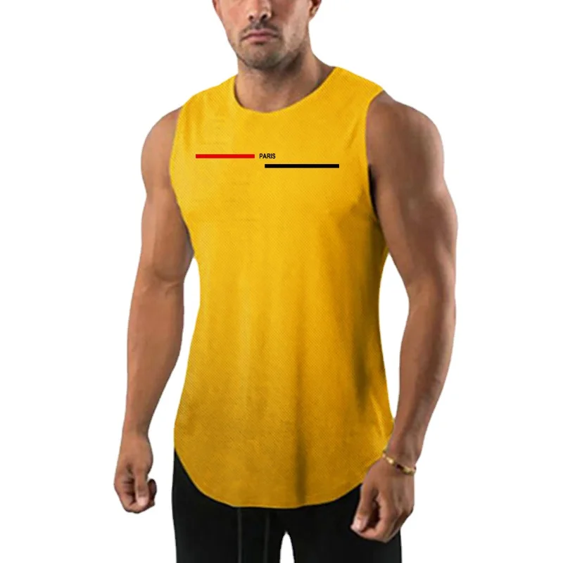 Dropship Summer Gym Sports Bodybuilding Fitness Men's Basketball Mesh Quick-drying Fashion Breathable Tank Top