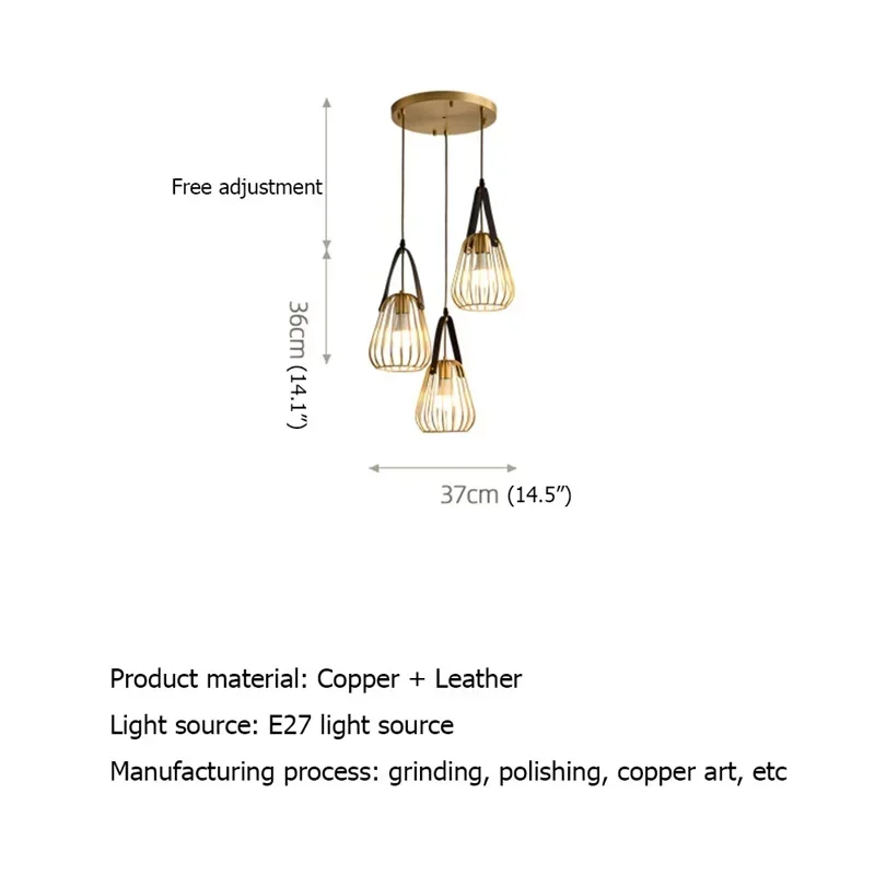 ALBERT Modern Pendant Lights Copper 220V 110V Contemporary Home Creative Decoration Suitable For Dining Room Restaurant