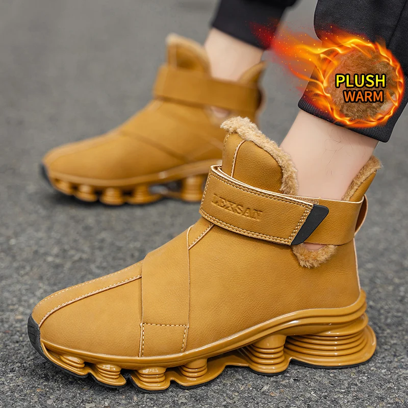 남성용 겨울 부츠 따뜻한 방수 미끄럼 방지 플러시 스니커즈 신발 - 겨울 슬리퍼 남성 테니스 부츠