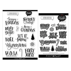 New 2022 Holly Christmas Holiday Sentiments Clear Stamps Set Scrapbooking Cutting Dies Background Frames Card Craft