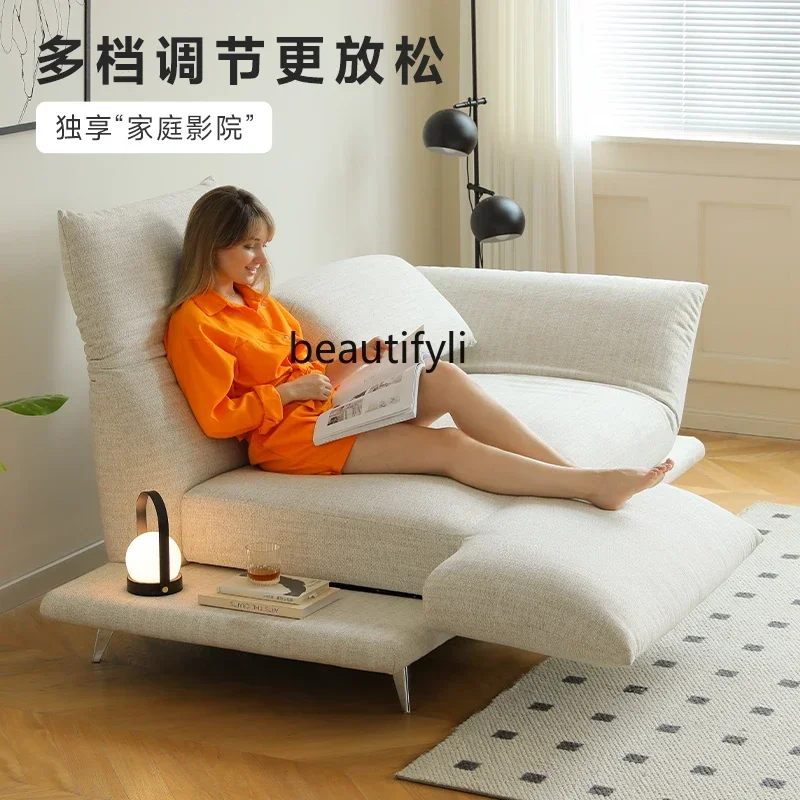 A Multifunctional Sofa Living Room Rotating Backrest Small Unit Dynamic Island Straight Row Fabric Sofa