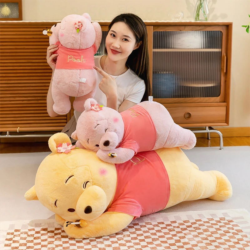 かわいいぬいぐるみ ウィニー・ザ・プー ウサギの毛皮のような寝そべりクマのぬいぐるみ 子供の誕生日 クリスマスプレゼント キッズ用 ソフトピローおもちゃ