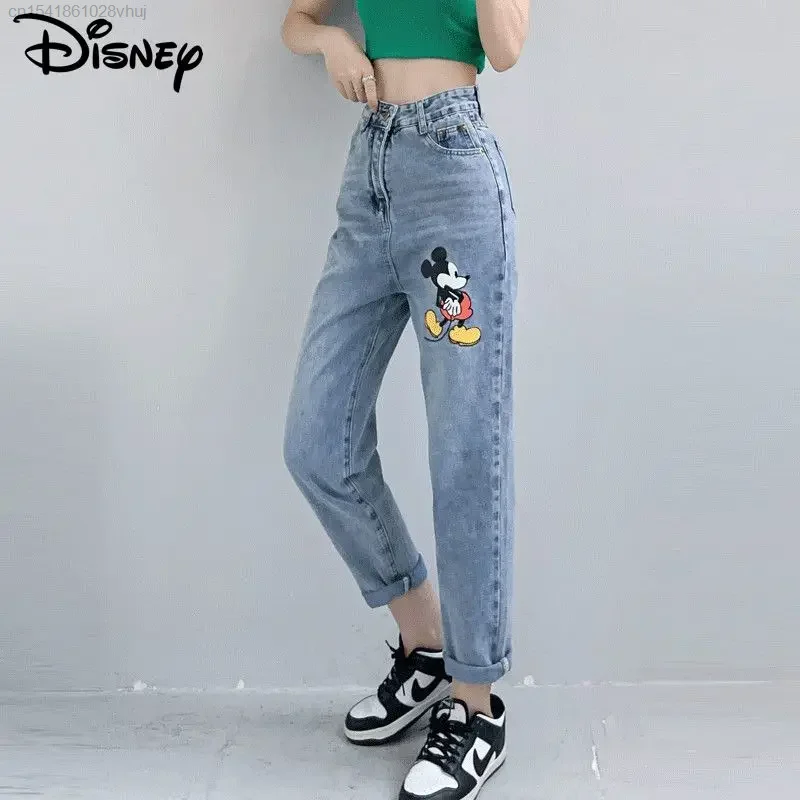 

Disney Cartoon Mickey Jeans For Women New Korean Style High Waist Harlan Denim Pants Trashy Y2k 2000s Hip Hop Jeans Clothes Girl