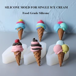 3d Simulation Ice Cream Silicone Molds Cherry Cone Summer Icy Plaster Mold Chocolate Biscuit Fondant Mold Cake Decorating Tools