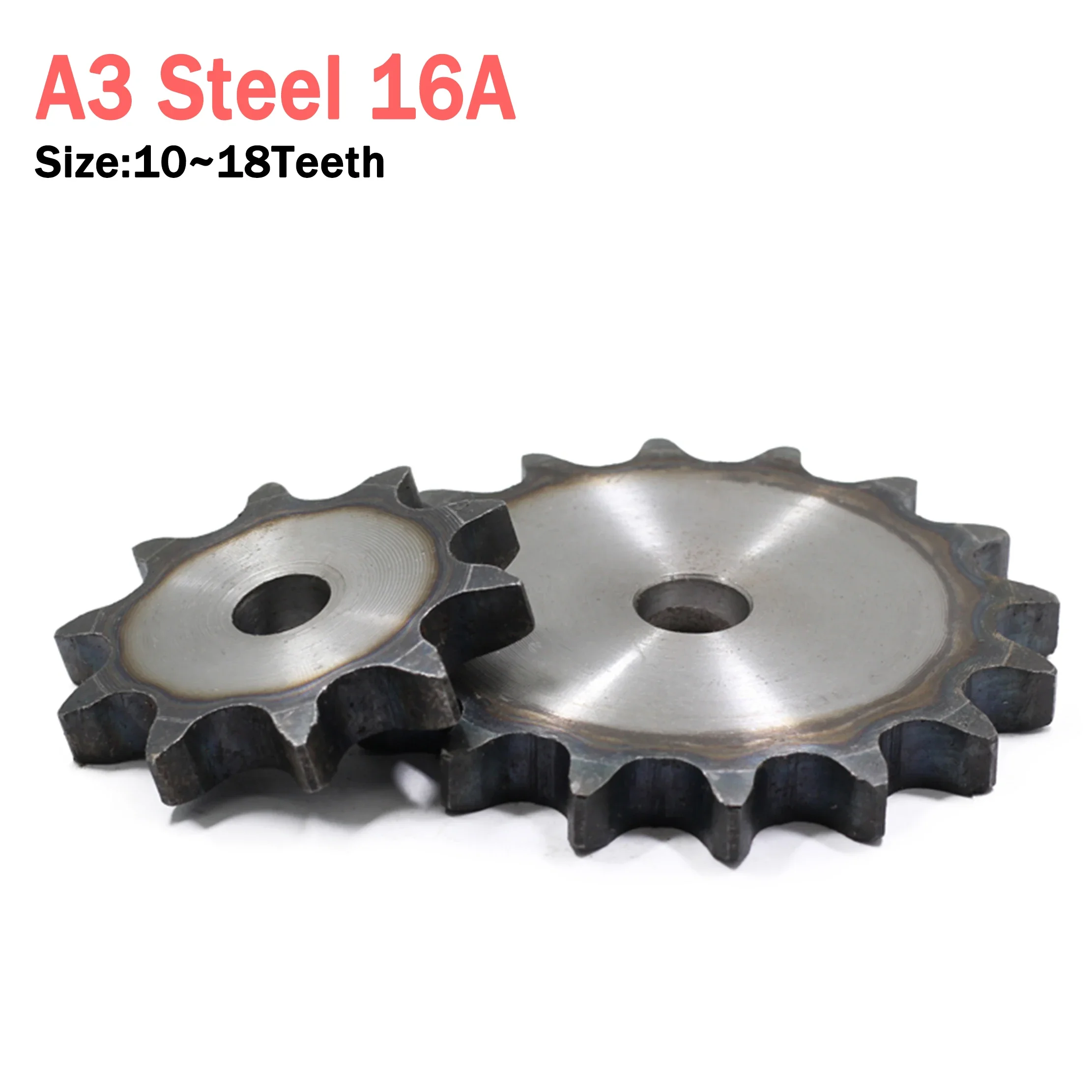 Piñón de cadena plano de 25,4mm, 16A, 10-18T, rodillo de acero A3, piñón de cadena de transmisión Industrial, piñón plano para cadenas de 1 pulgada, 1 ud.