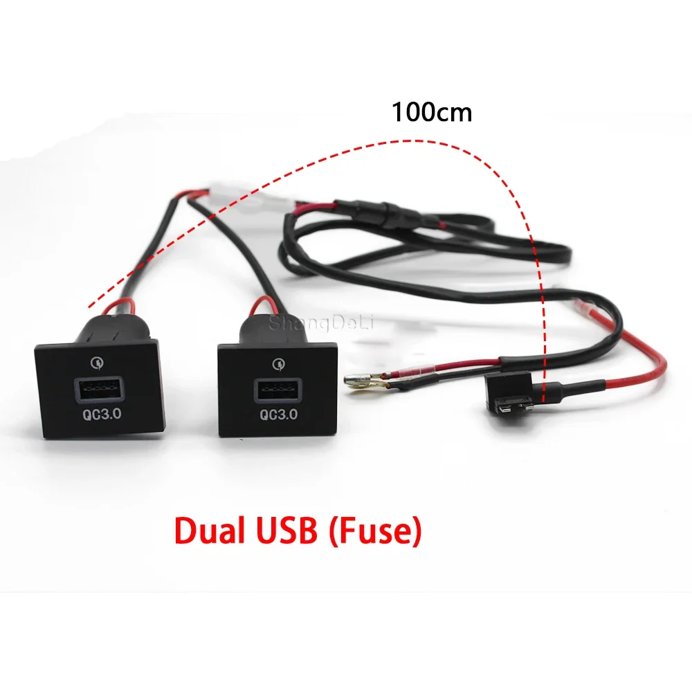 12V/24V Auto-Handy-Ladegerät-Doppelsockel mit QC3.0, Typ-C und PD USB-Ladeanschluss, Netzteil für Ford Focus 2004-2011 MK2 Zubehör – Detail 3