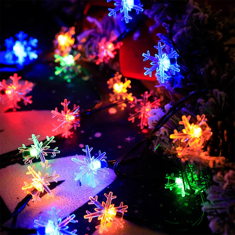 الشمسية LED ندفة الثلج سلسلة أضواء 8 طرق للماء الجنية سلسلة أضواء في الهواء الطلق احتفالي فناء عطلة حديقة ديكور #3