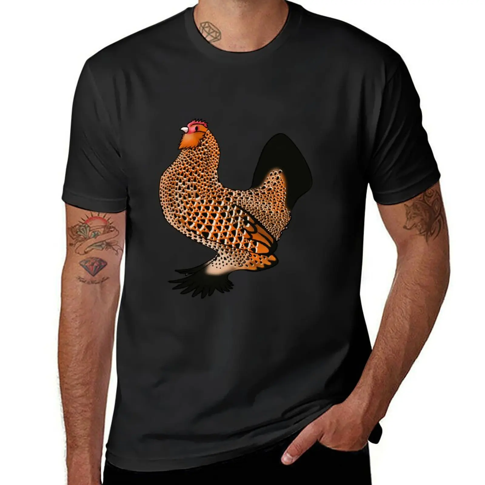 Mille Fleur Belgian D’Uccle Hen T-Shirt Short sleeve tee Blouse Short sleeve tee men