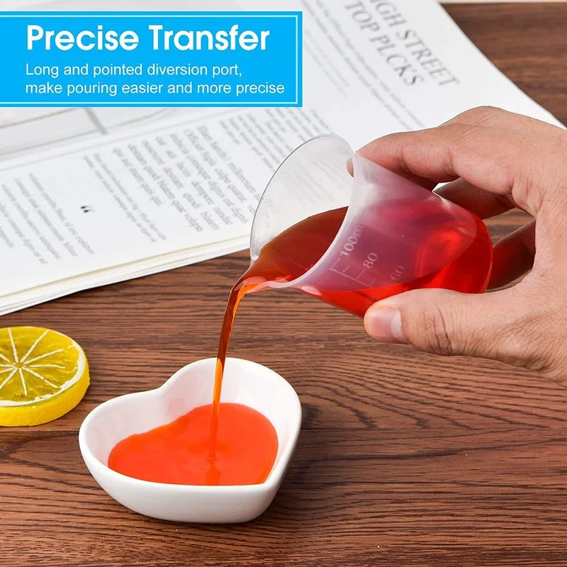 100ml Transparent Plastic Measuring Cup Graduated Surface Kitchen Lab Measuring Tool Home DIY Craft Mixing Measuring Cup Tools