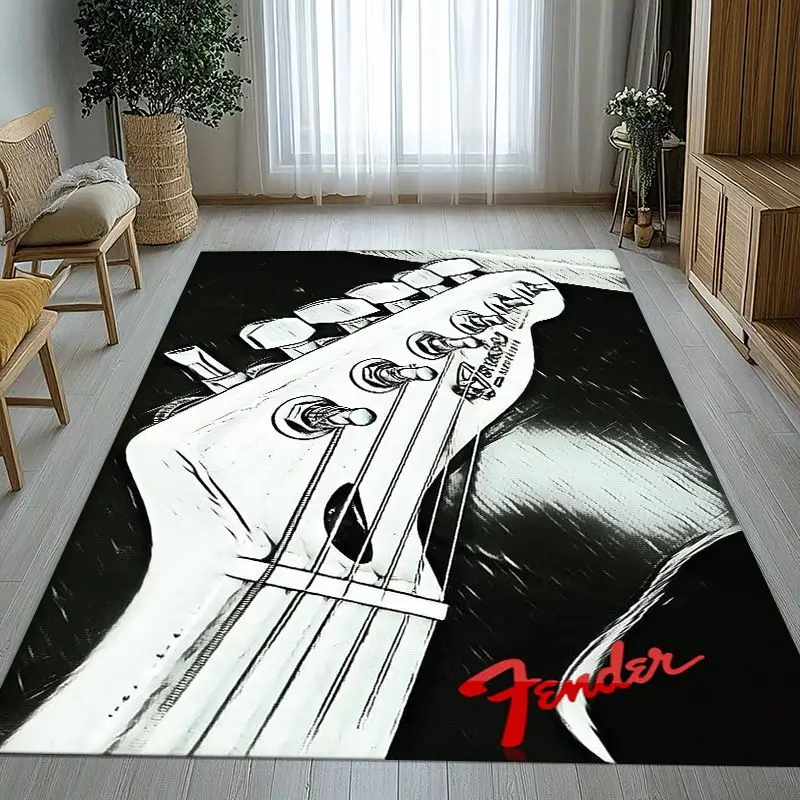 Fender Guitar Theme Rock Music Soft Non-Slip Large Area Rug for Living Room,Bedroom Playroom Carpet Mat for Sofa,Home Decor Gift
