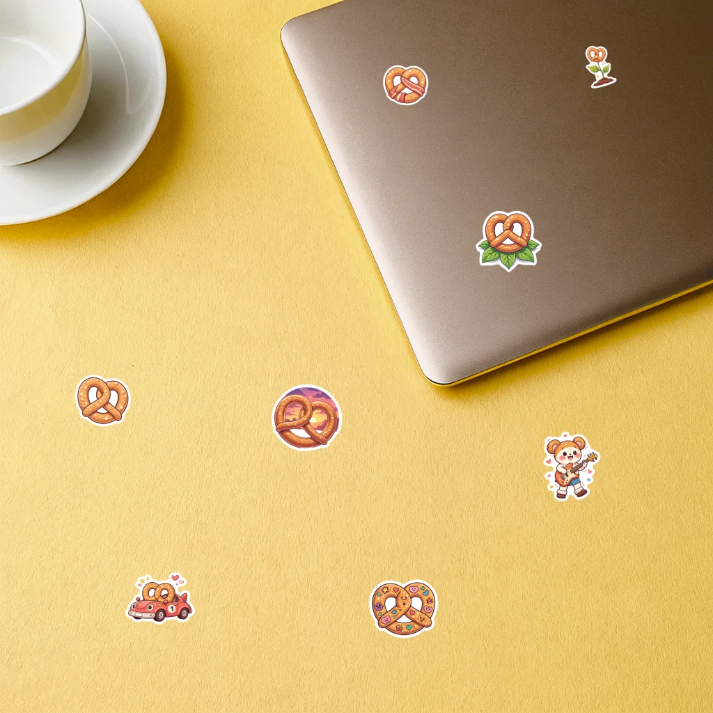 35pcs-100pcs Decals  Fun Cartoon Stickers Food Decals Pretzel Stickers for Car Sticker Phone Suitcase