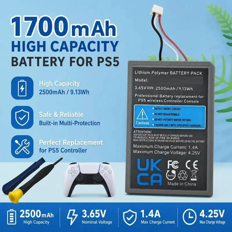 10pcs For Sony PS5 Controller LIP1708 Built-in 2500mAh Rechargeable Battery Replacement New Gamepad Internal Battery Pack