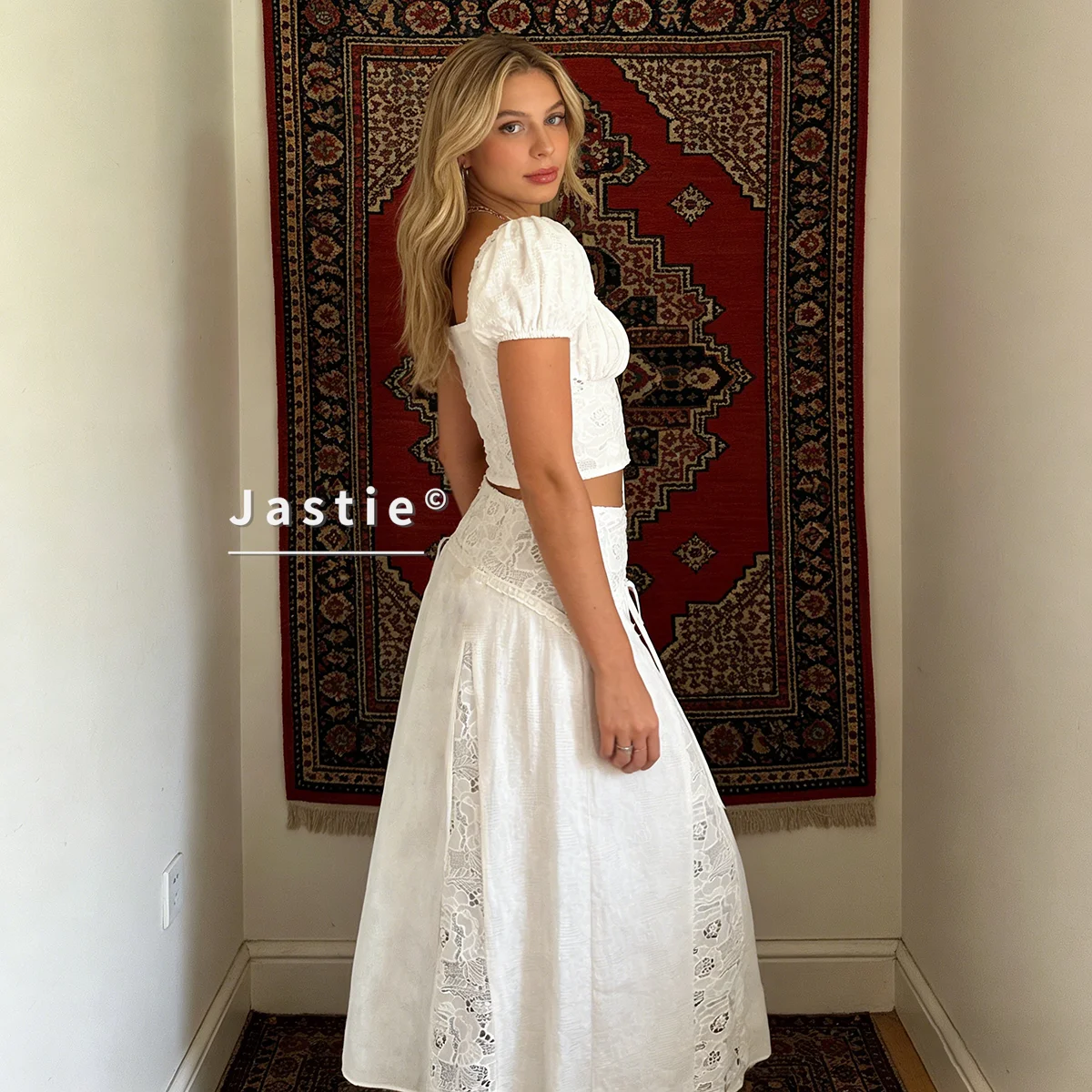 

Французская винтажная белая кружевная блузка для женщин, летняя сексуальная блузка-корсет с пышными рукавами в стиле молочницы, элегантная кружевная блузка-корсет на шнуровке, укороченный топ-рубашка 2026