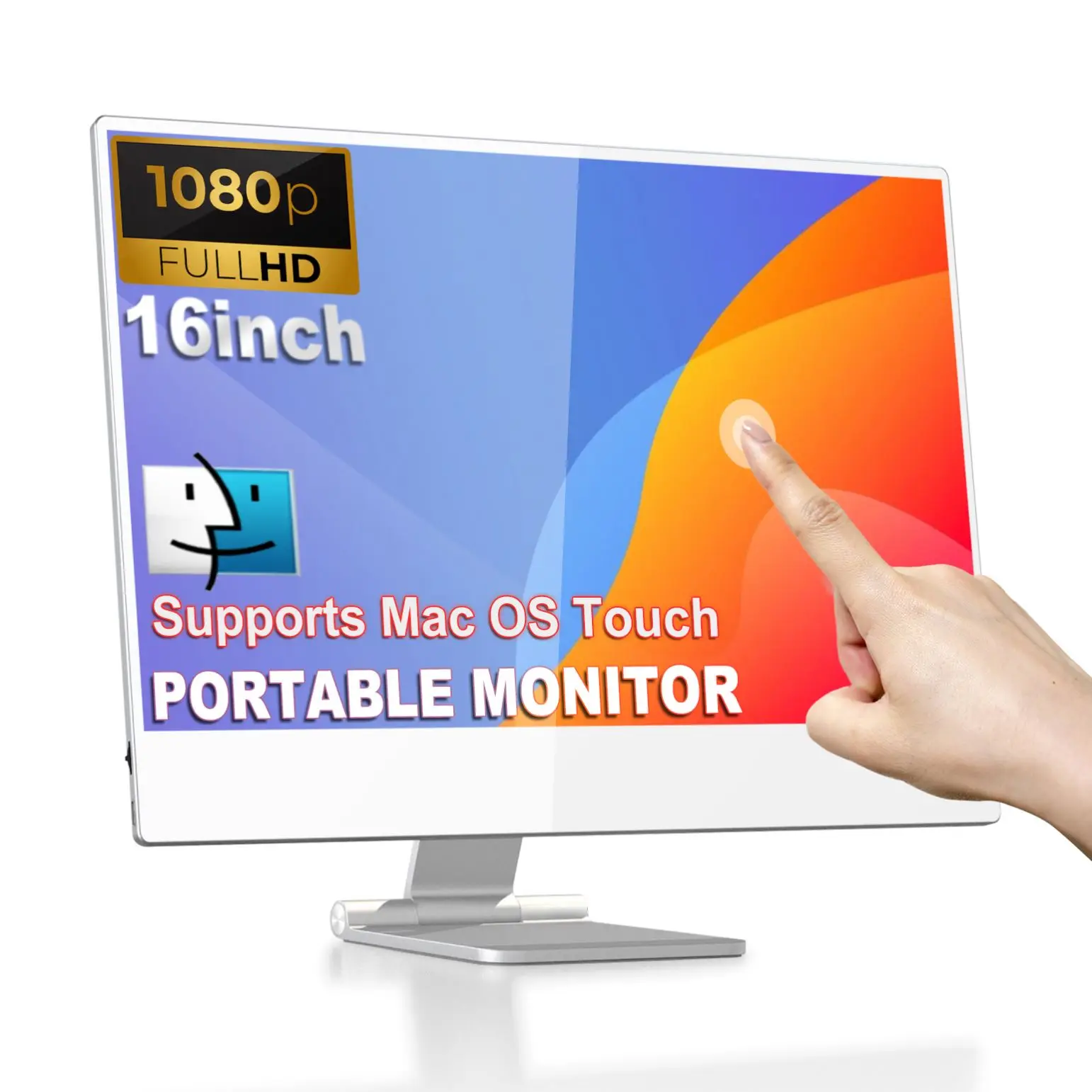 

SIBOLAN Stand 16 Inch 1080P Portable MacOS Touchscreen PC Usb Monitor Delivers A Compact Lightweight Portability LCD For Laptop