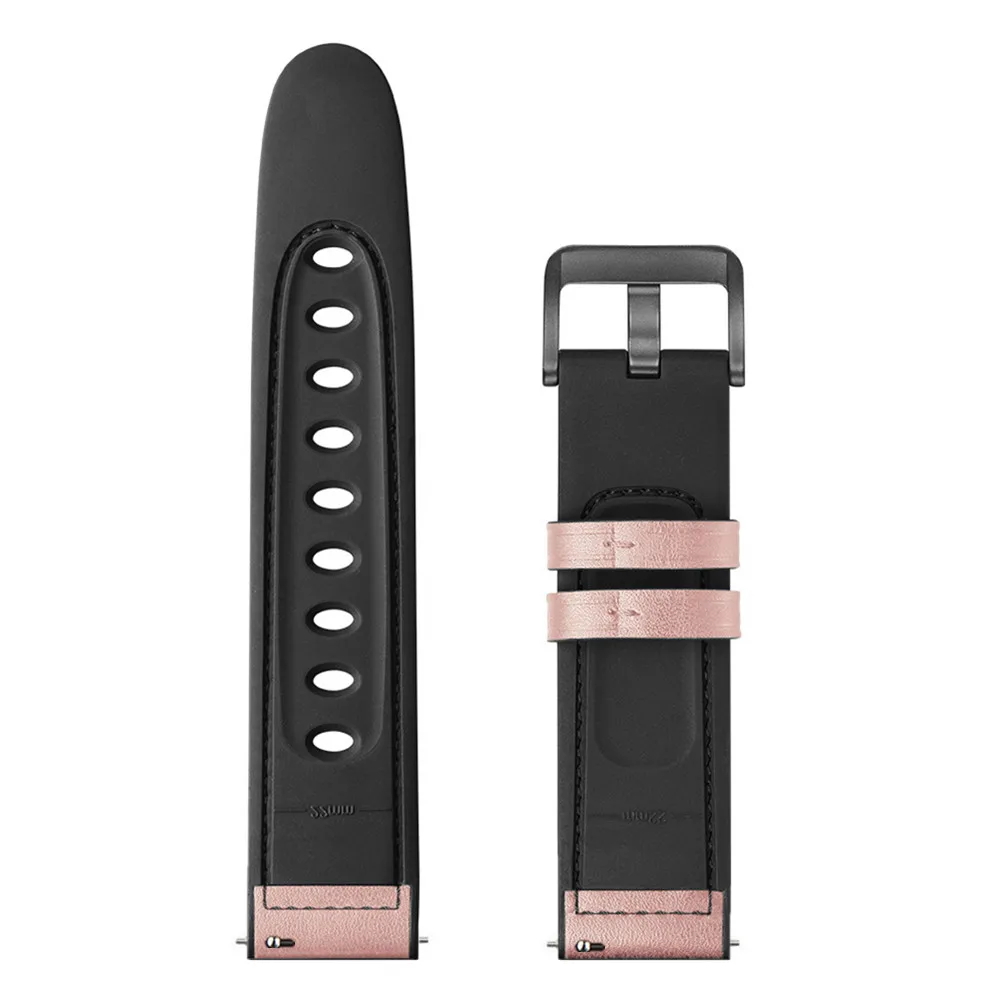 22mm 20mm Leather + Silicone strap for Huawei watch 3 GT2/Active 2/Amazfit GTR comfort bracelet strap for Samsung Galaxy watch 6