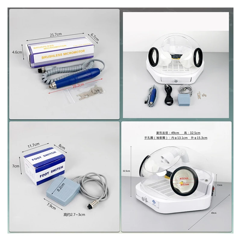 Dental Portable Polishing Machine Adjustable Speed Polishing and Vacuum Suction Integrated Machine Dental Technician Grinder