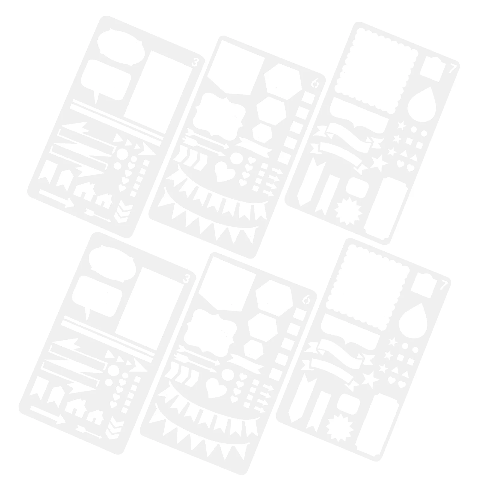 

6pcs Journal Stencils Drawing Lace Ruler Reusable PET Planner Templates Supplies Multi Function Stencils Crafts Projects