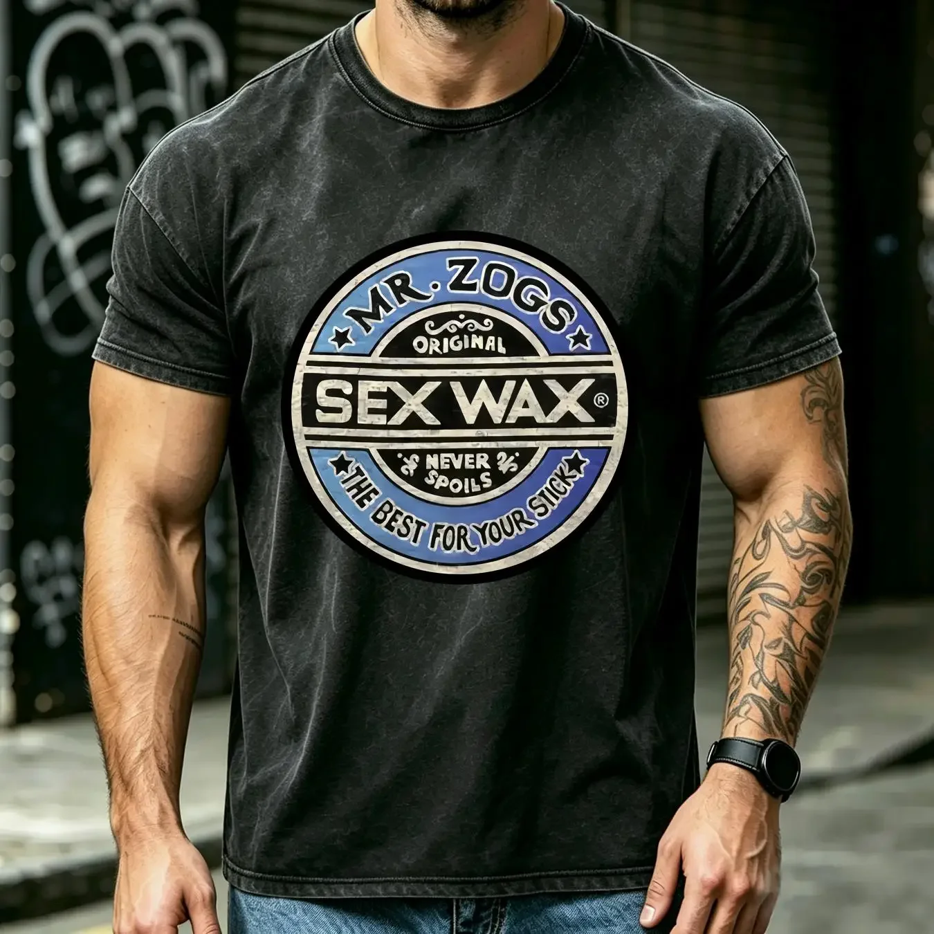 washed T Shirt Sex Wax Mr Zogs Surf  Fade Graphite Heather Free Ship vintage Washed designer clothes graphic Unisex Breathable