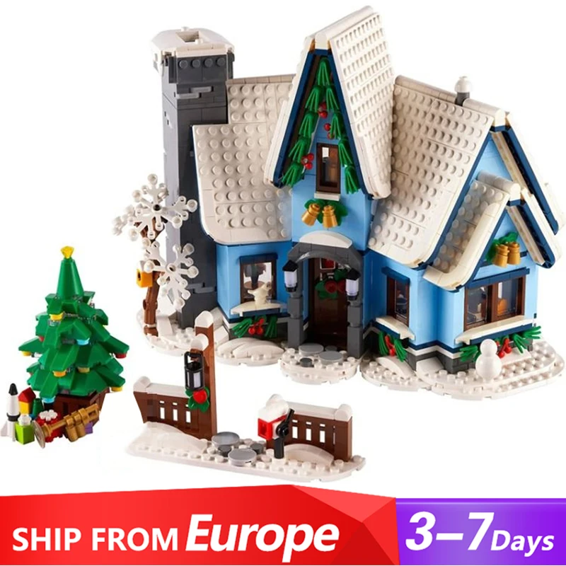 Holiday Winter Village Santa's Visit House Buildings Sets, City Cabin Model Modular Buildings Blocks Christmas Gift 1445 PCS