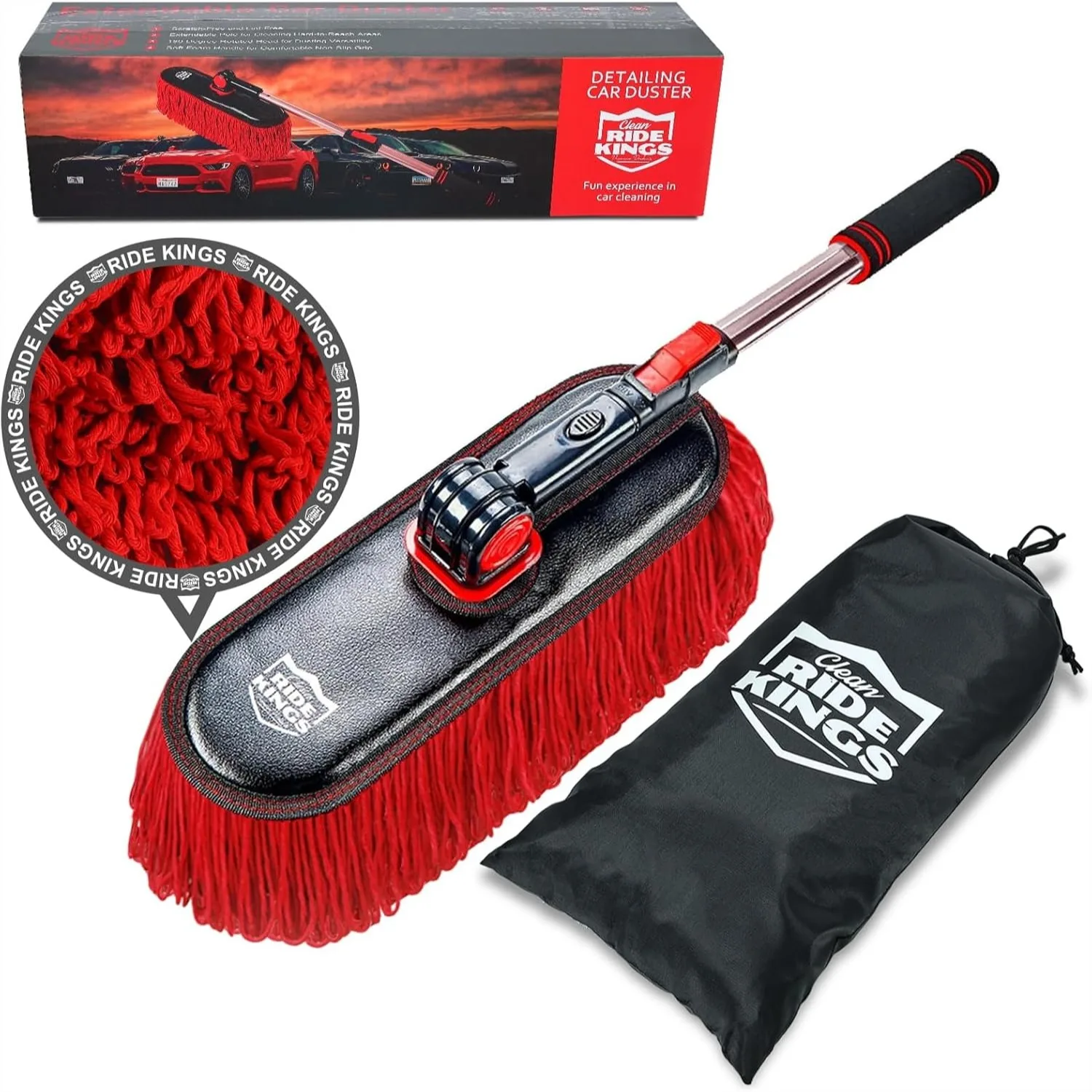 

Car Duster Exterior Scratch Free Soft Car Brush Kit For Truck SUV RV And Motorcycle With Extendable Handle Wax Cotton Hair No Lint