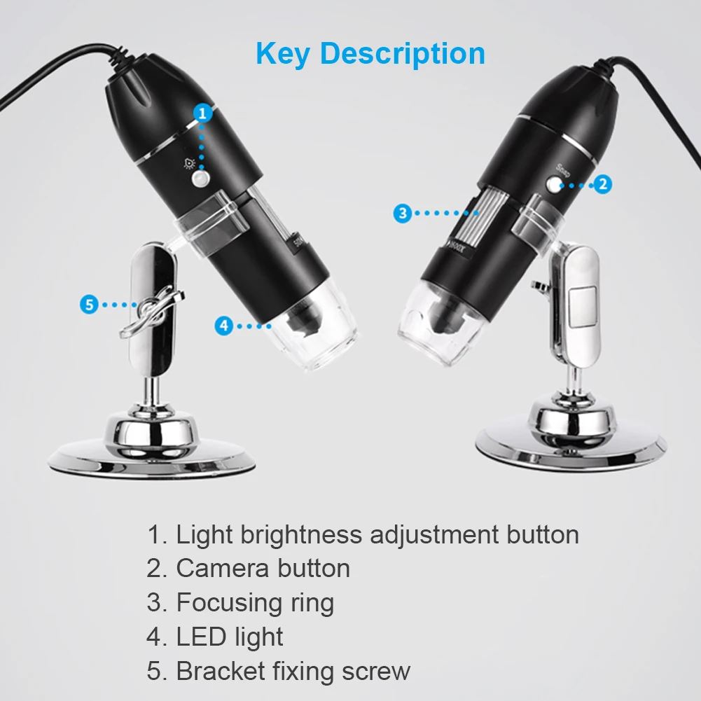 3-in-1 16000X Digital Microscope Camera Portable Electronic Microscope For Soldering LED Magnifier Type-C USB Charge Magnifier