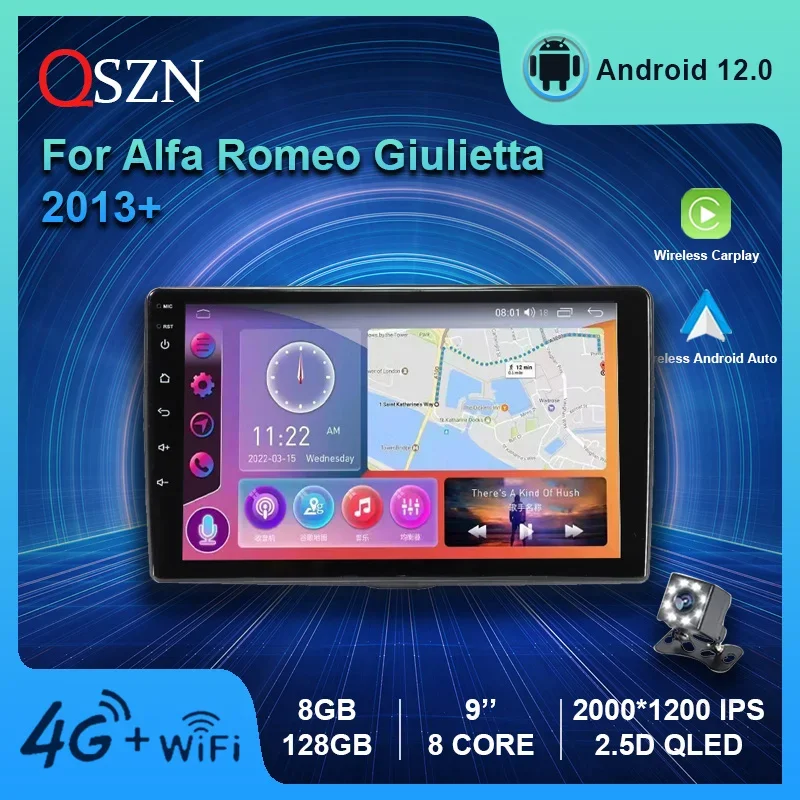 

QSZN 2K QLED Android 12 Car Radio For Alfa Romeo Giulietta 940 2013 -2023 Multimedia Video Player GPS 4G Carplay Auto Navigation