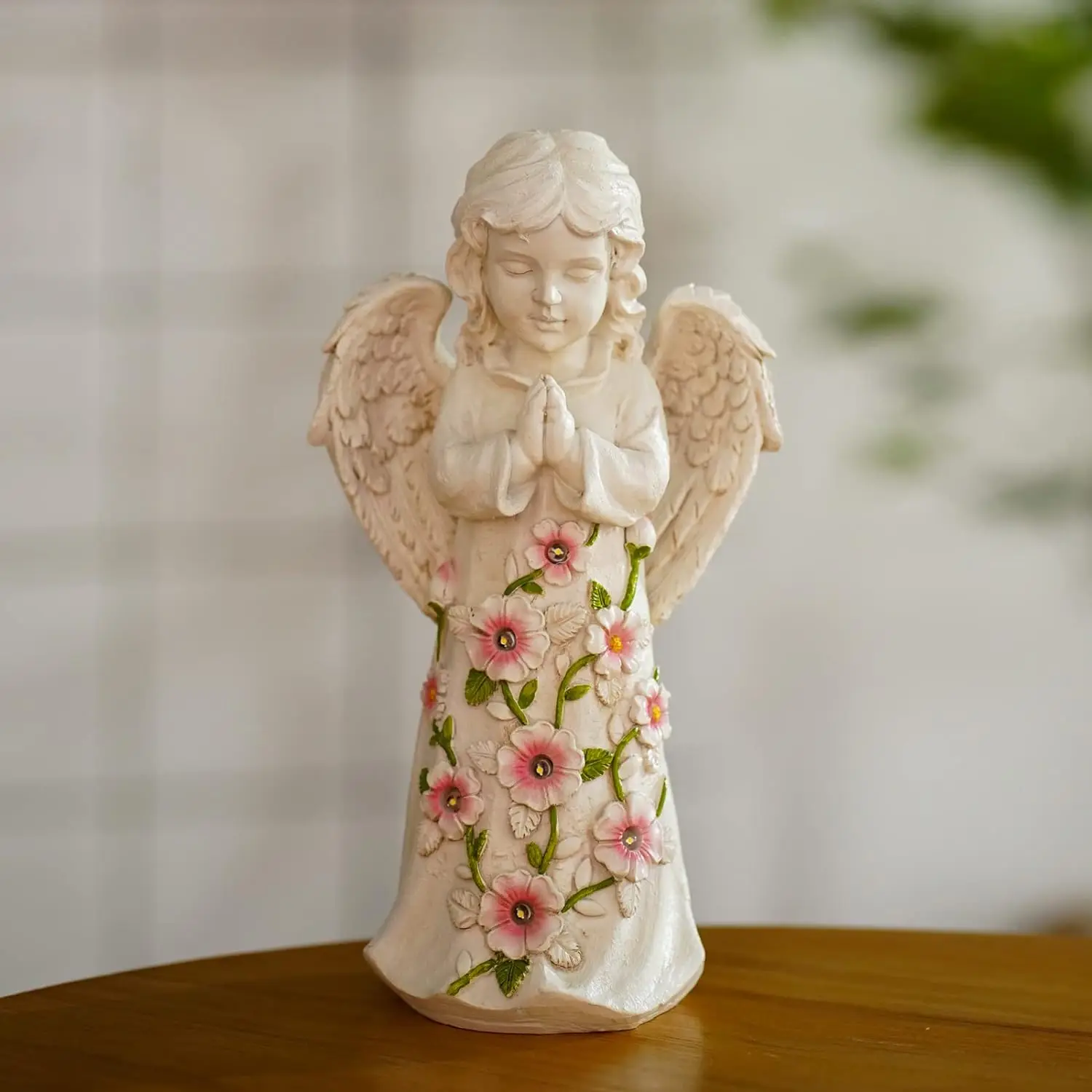 

Solar Garden Outdoor Angel Statue, Angel Figurine for Patio, Balcony, Yard, Lawn, Spring Decor - Unique Housewarming Gifts
