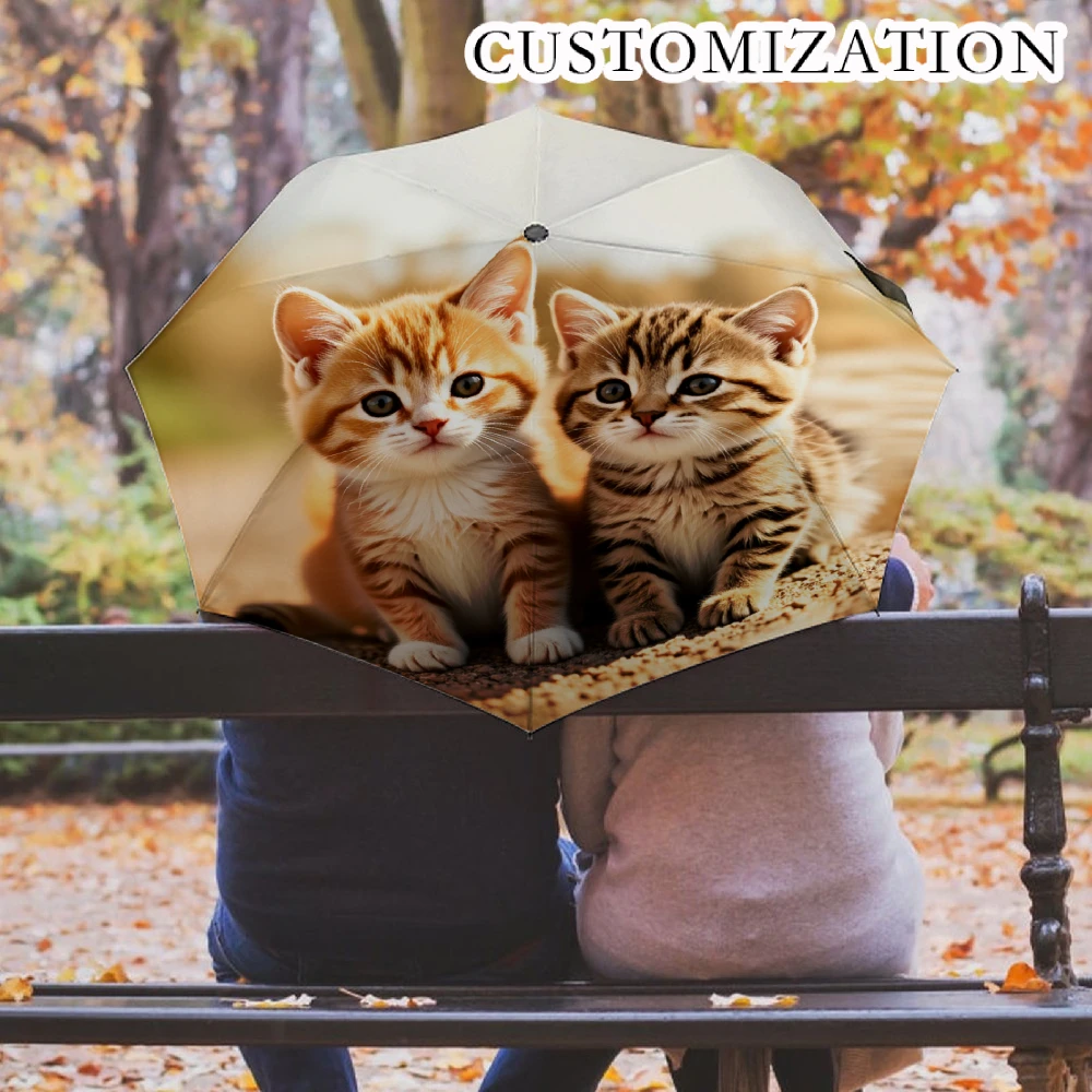 Custom Print Folding Umbrella, Personalized Pattern Photo Customized Compact Travel Umbrella, Windproof Water Repellent UPF50+