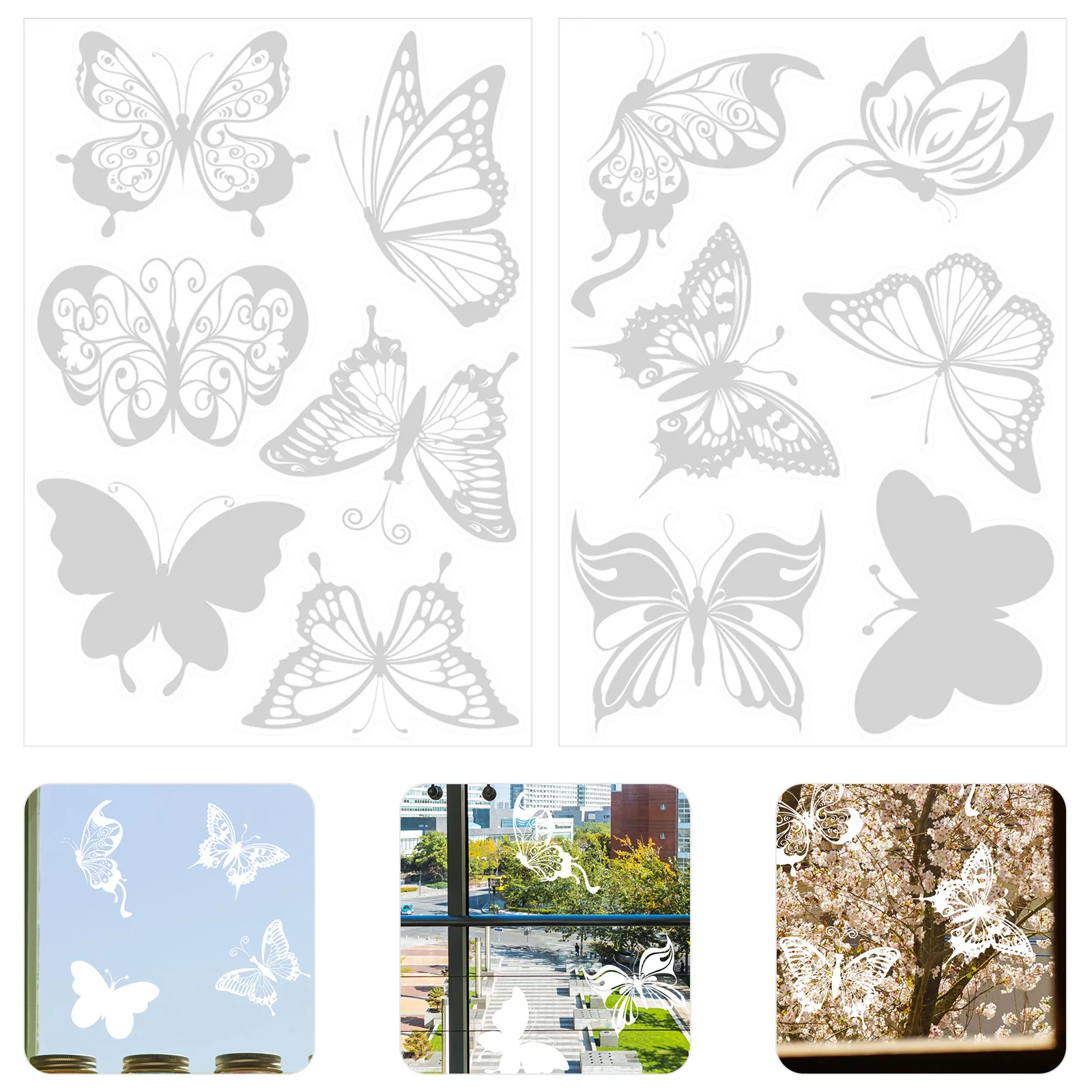 Stickers Anti-flying Bird Strike Leaf Shapes Translucent Window Decals for Strikes White Glue-free Electrostatic Film