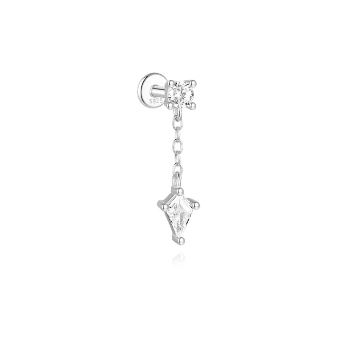 AIDE 925 Sterling Silber Kite Stone Zirkon Flachkopf-Innengewinde-Piercing für Damen, Sternkette, Quasten-Accessoires, Schmuck