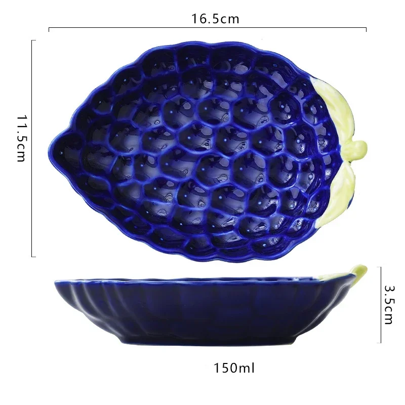 Ceramic Fruit Shape Tray Novelty Grape Lemon Shape Salad Bowl Dessert Snack Dish Breakfast Cereal Plate Kitchen Tableware Set