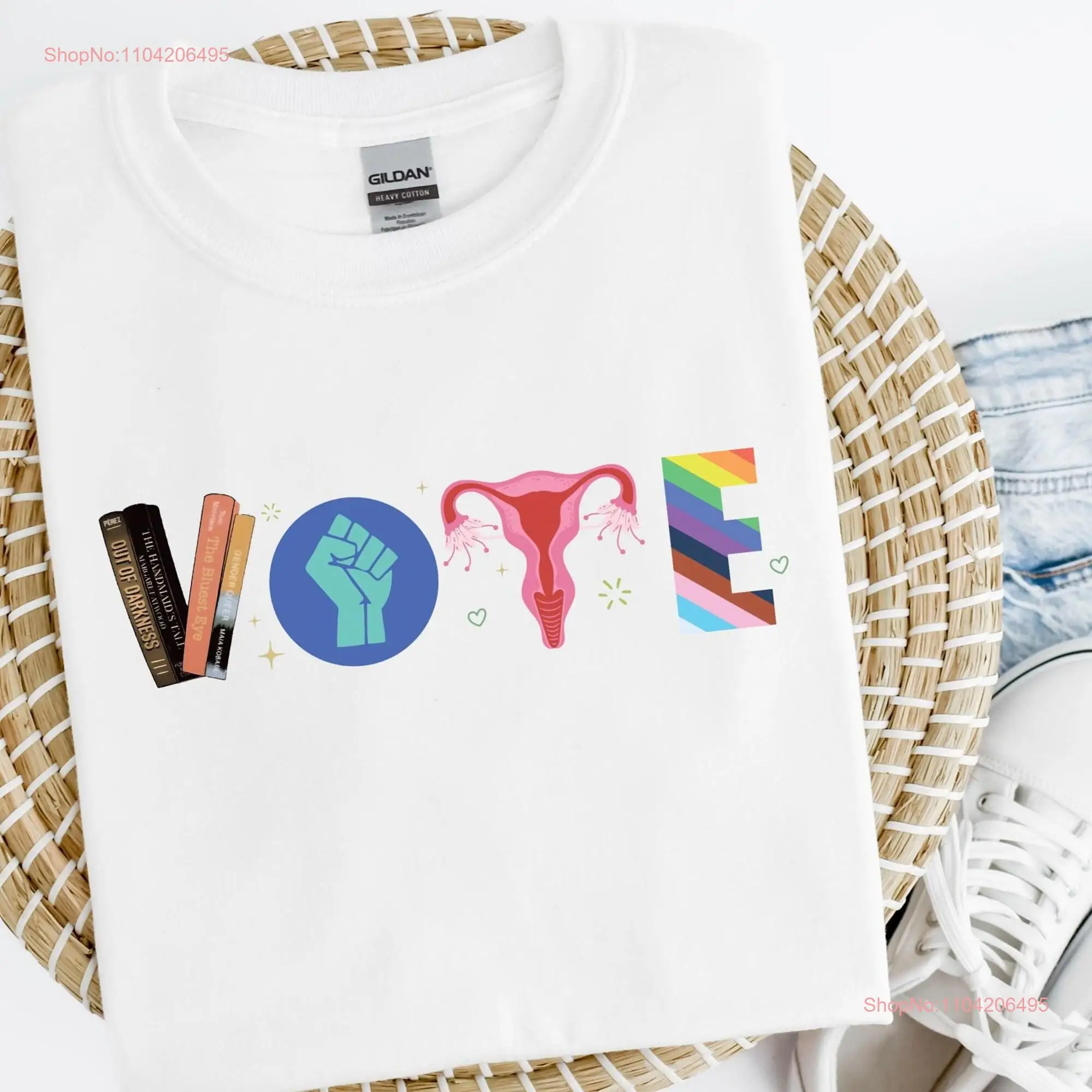 Vote T Shirt Banned Books Election Political Activism Reproductive Rights Pro Roe V Wade long or short sleeves