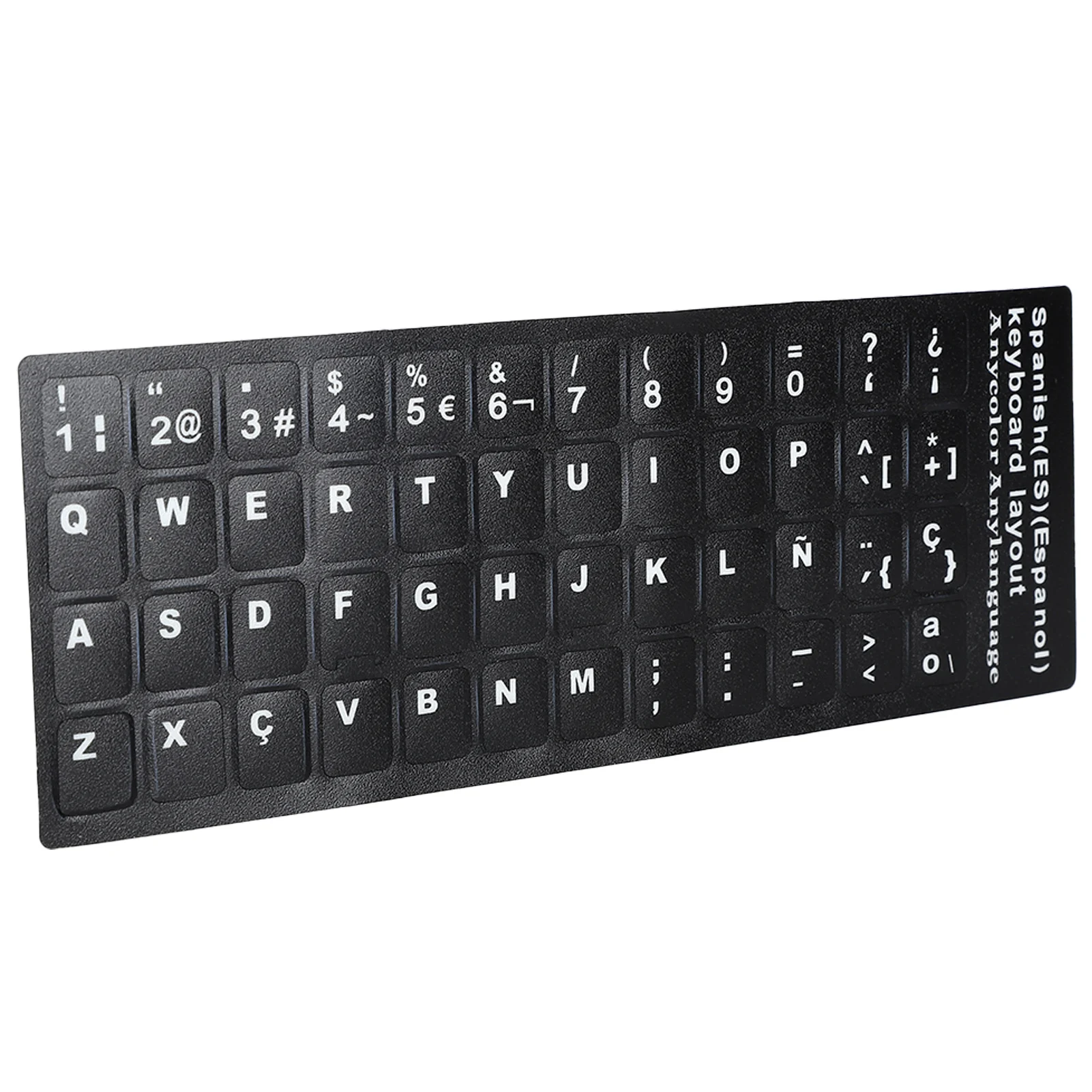Keyboard Sticker Language Keyboard Decal White Letter  Spanish Waterproof for Desktop for 10in To 17in Laptop for PC
