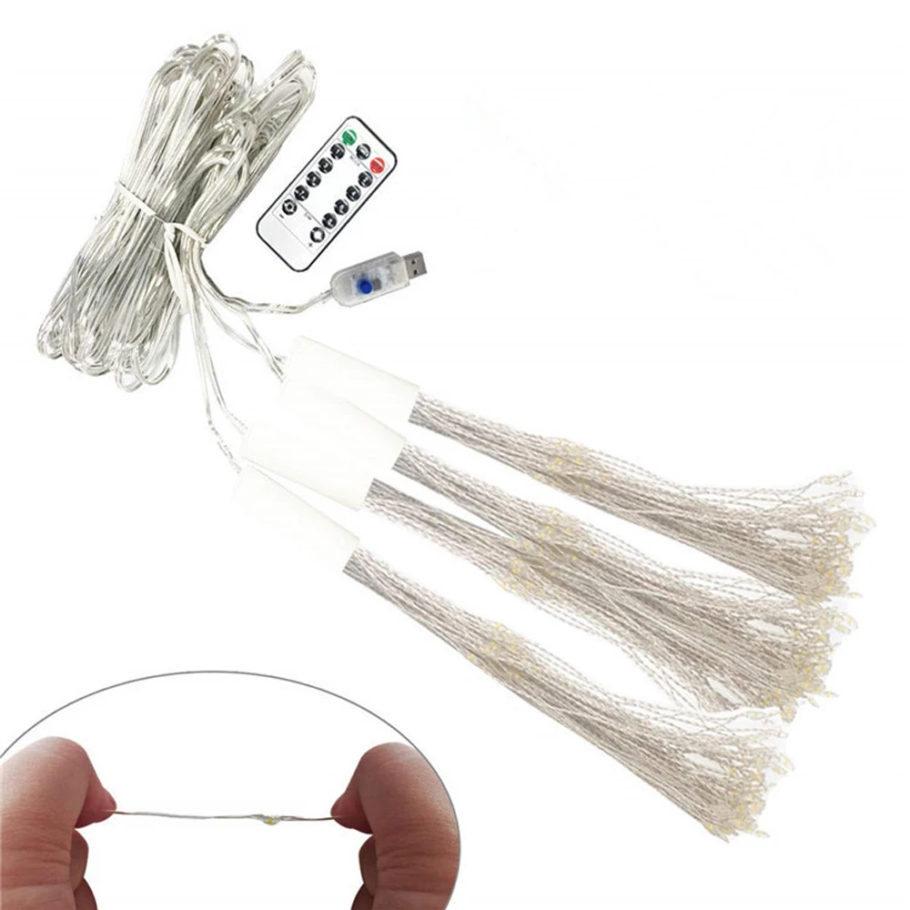 Luz de fuegos artificiales DIY, luces colgantes USB para árbol, luces de hadas, lámpara Starburst para jardín, guirnalda navideña, Festival