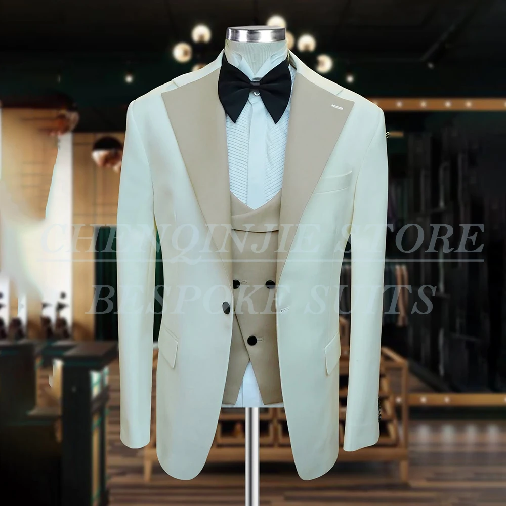 

Formal Wedding Men's Suits One-Button Notch Lapel Slim Fit 3 Piece Jacket Pants Vest Maler Clothing Elegant Outfits Costume