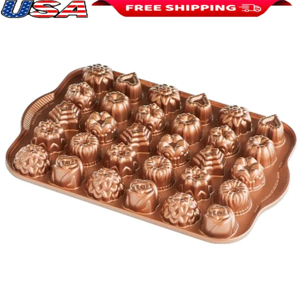Molde antiadherente de aluminio fundido para pastel de té, 30 cavidades, Mini molde Bundt, seguro para horno, reflectante térmico, fácil de limpiar, herramienta para hornear