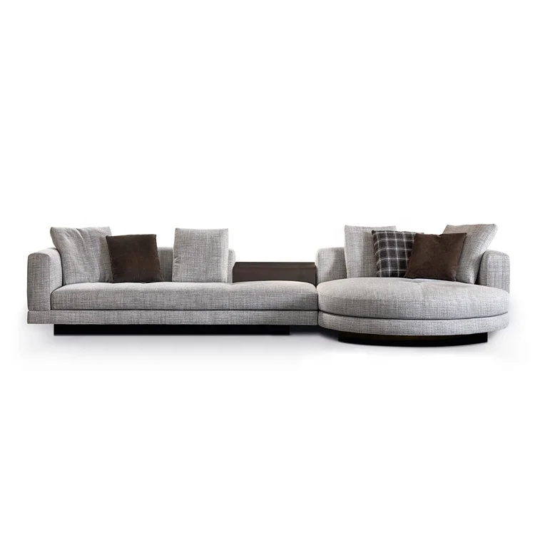 Italian Top Cow Genuine Leather Sofa Set Luxury Modern L Shaped Villa School Wood Legs