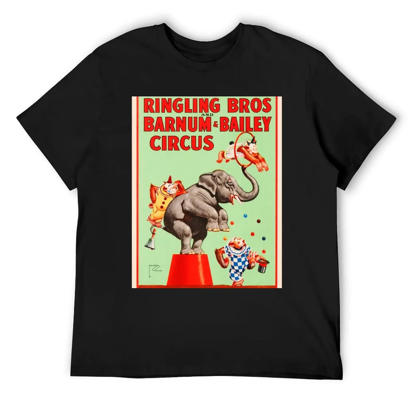 Ringling Bros Barnum & Bailey CIRCUS ACROBATIC WILD ANIMALS Show Lithograph Poster T-Shirt boys whites men t shirts