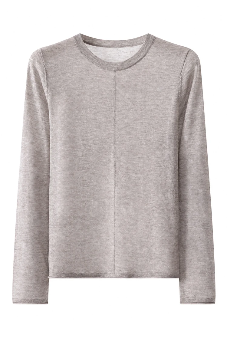BY3621712 Damen-Pullover mit Rundhalsausschnitt aus Wollmischung mit Lurex-Strick, langen Ärmeln, zentralem Kettenverschluss vorne, schmaler Passform und metallischem Glanz für den frühen Herbst. – Detail 15