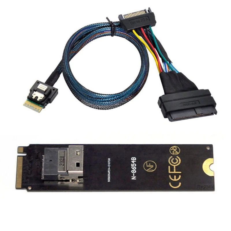 NGFF m-key NVME vers SFF-8654 adaptateur de carte SAS mince et U.2 U2 SFF-8639 NVME Pcie câble SSD 50Cm pour carte mère SSD
