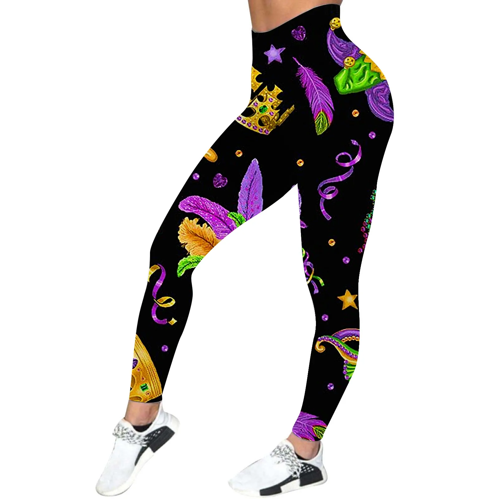 

Legging Packs for Women Mardi Gras Print Casual Yoga Pants Fashion Leggings Fitness Tights Seamless Scrunch Sport Workout Leggin