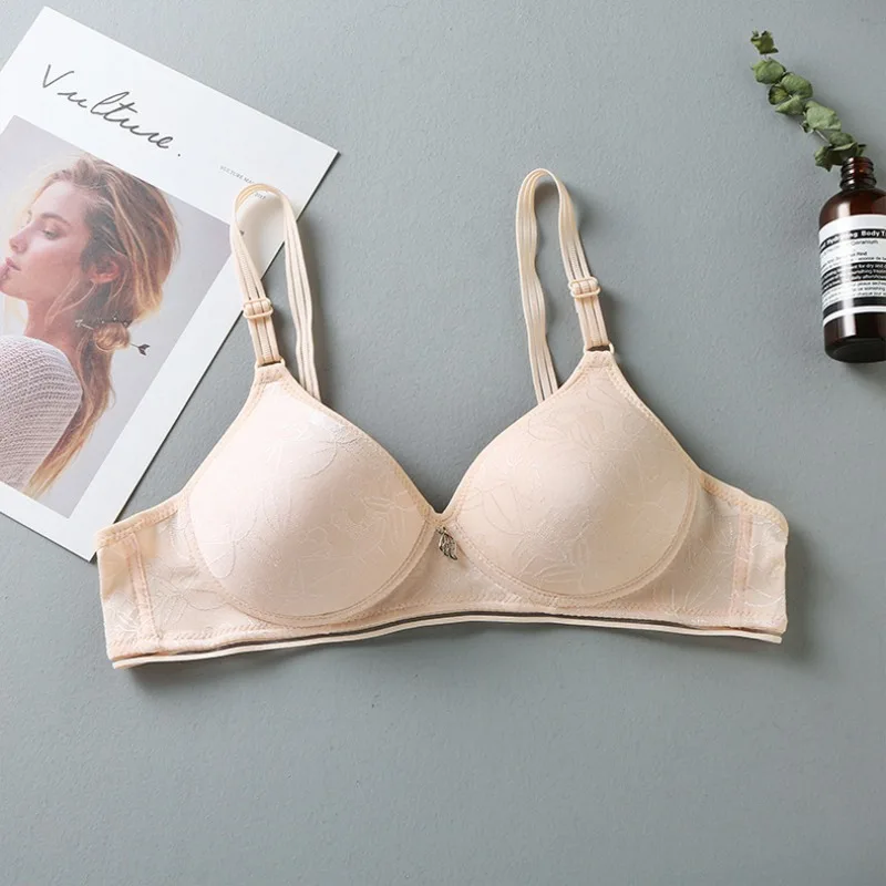 Small-Bust Brassiere Woman Anti Sagging Thin Cup Two-Row Button Lady Bra Middle-Aged Older Girl Ladies' Mom Underwear Everyday