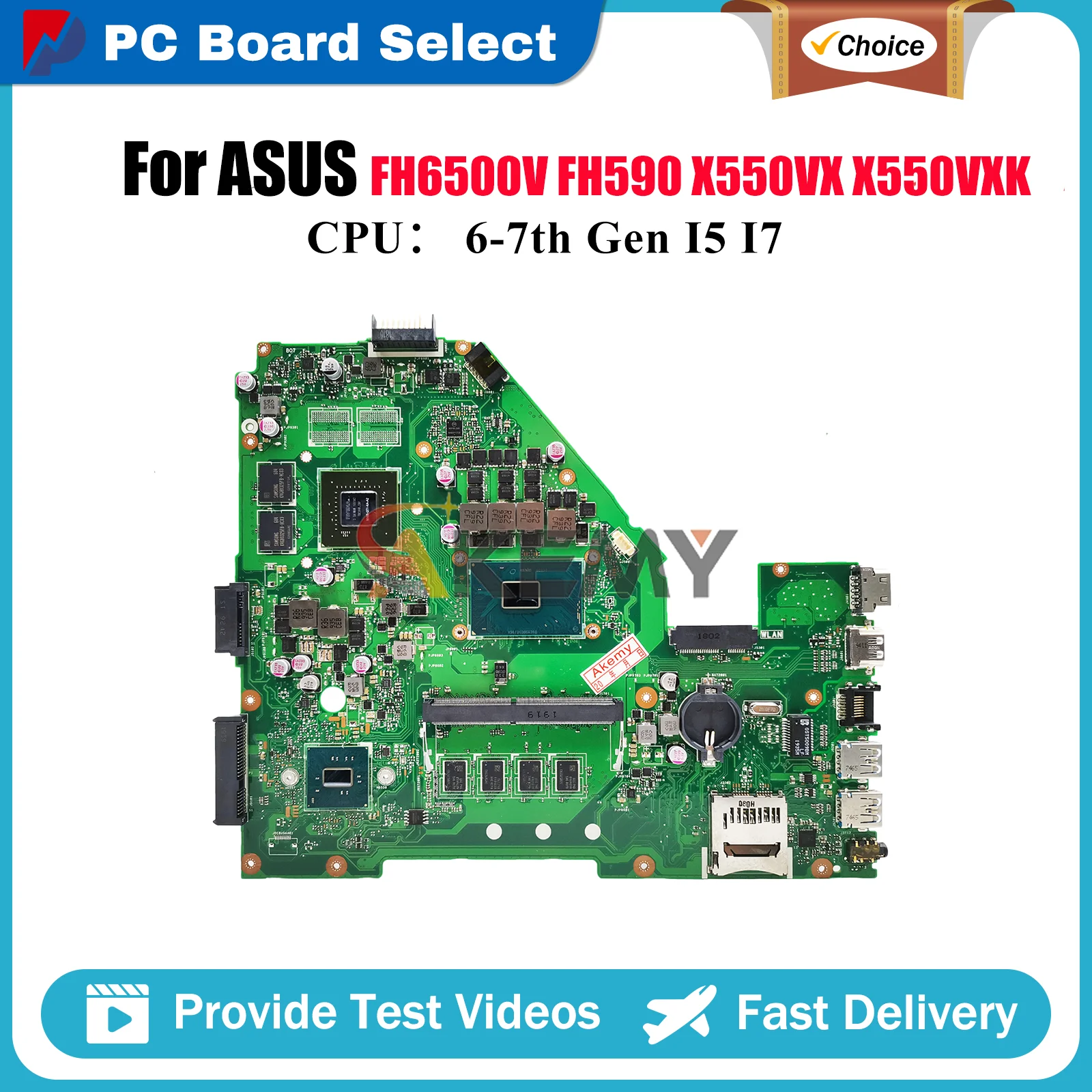 

X550VX Laptop Motherboard For ASUS VivoBook X550V X550VX FH6500V X550VXK VX50V FH5900 K550VX W50V Mainboard With I5 I7 CPU stk