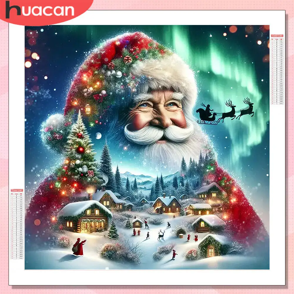 HUACAN 5D Diy Diamant Malerei Weihnachten Landschaft voller Bohrer Home Decor Diamant Mosaik Weihnachtsmann Strasssteine
