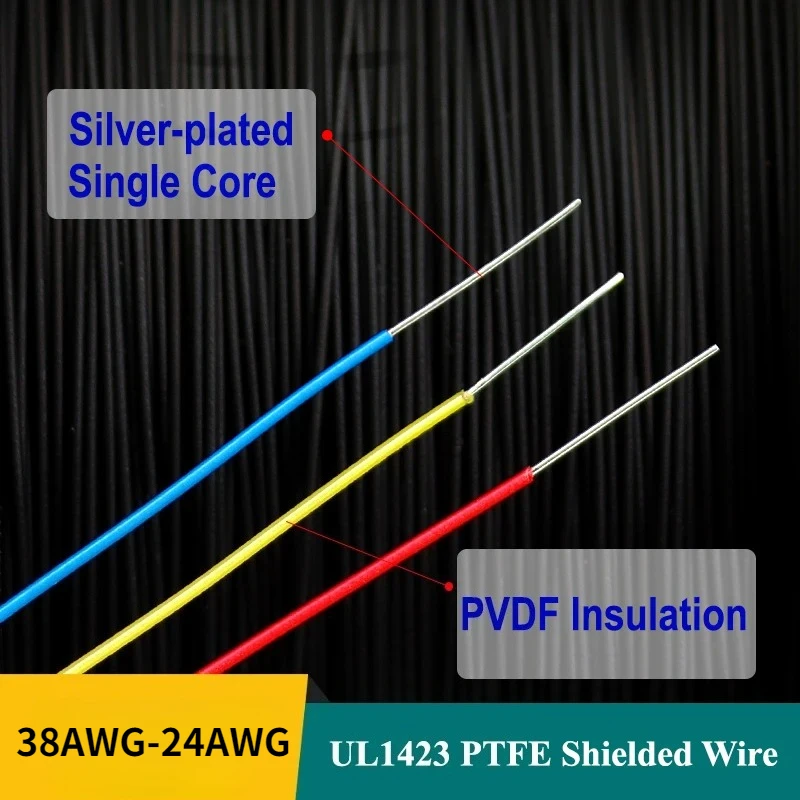 

UL1423 Провод из ПТФЭ 38/36/34/30/28/26/24AWG Посеребренная медь Высокотемпературный электронный одноядерный микротонкий кабель